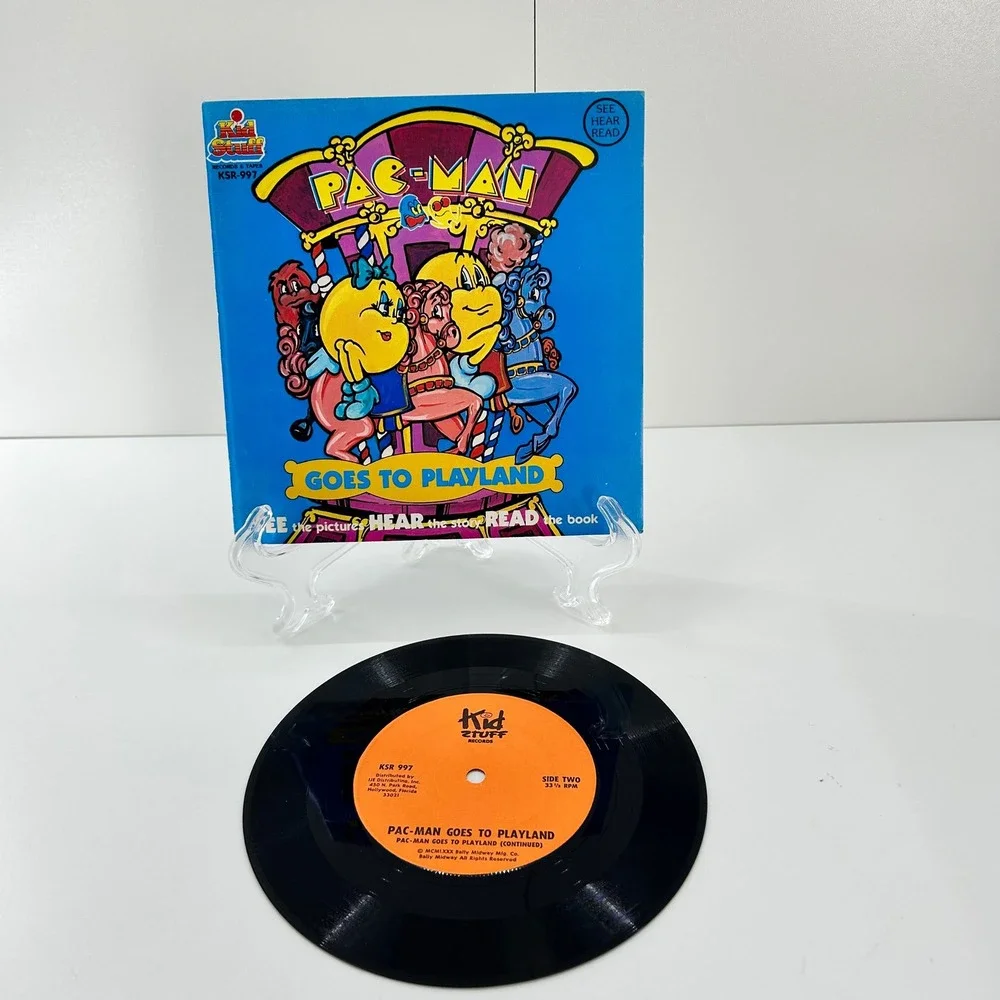 Vintage Pac Man Goes to Playland Talking Story Book‎ Record Kid Stuff 1980